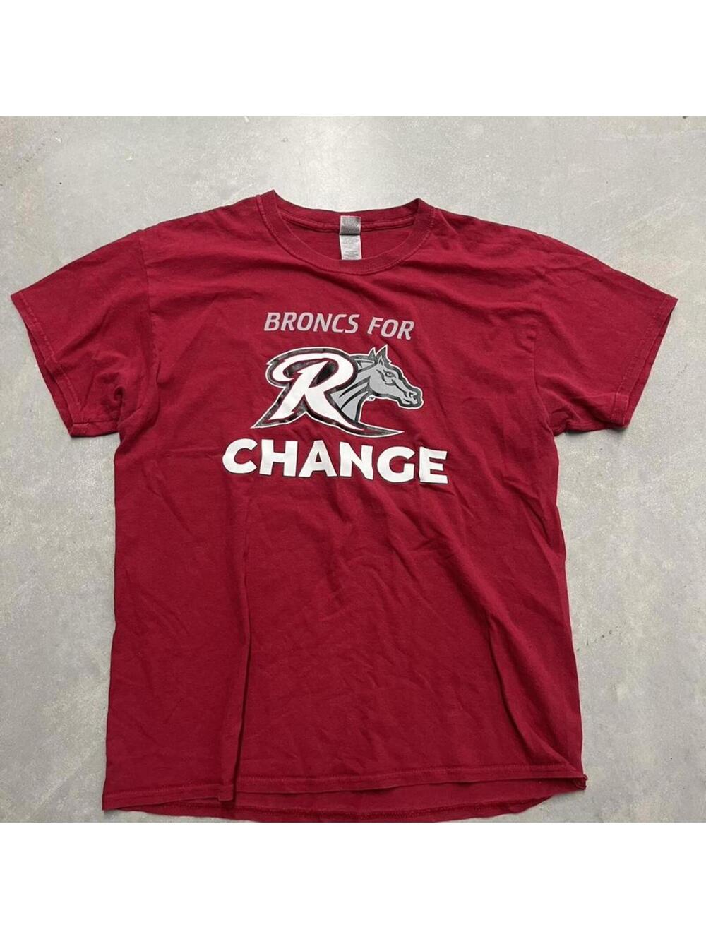 Y2K Broncos For Change Rider University Red Graphic Tee Large